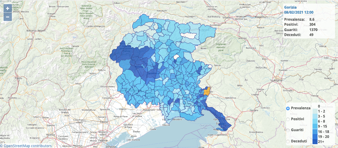 Immagine per Come si muove il Covid in provincia di Gorizia, Doberdò il comune con il più alto tasso d'incidenza